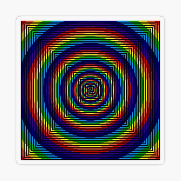 Square Spiral Rainbow Transparent Sticker