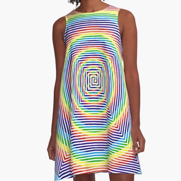Square Spiral Rainbow A-Line Dress