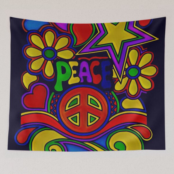 Item preview, Peace and Love Retro Hippy Design designed and sold by Alondra.