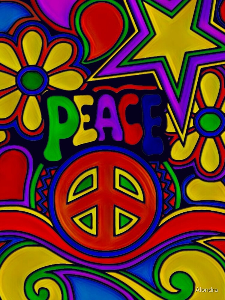 Peace and Love Retro Hippy Design by Alondra