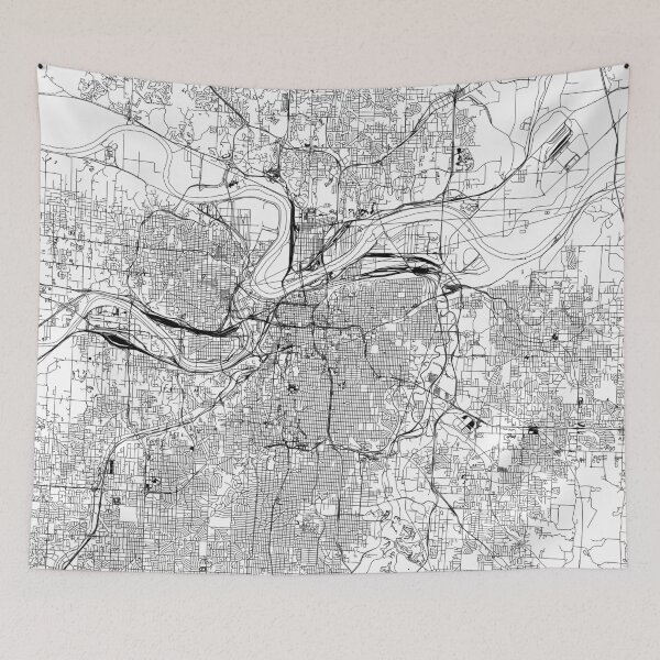 Item preview, Kansas City White Map designed and sold by multiplicitymap.