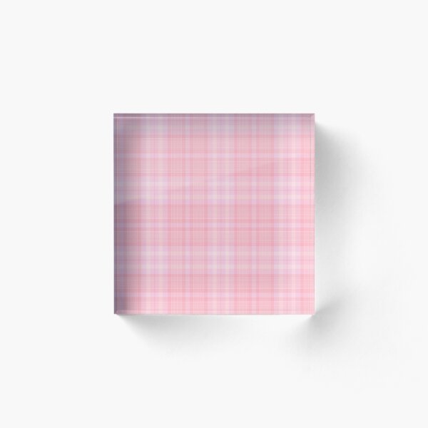 Pink Blush Plaid Pattern Acrylic Block