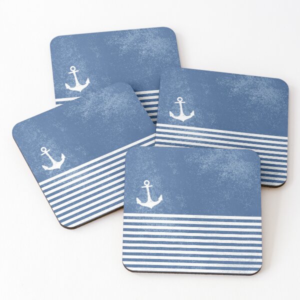 Item preview, Vintage anchor for regatta with stripes blue white nautical marine vintage designed and sold by wunderfamily.