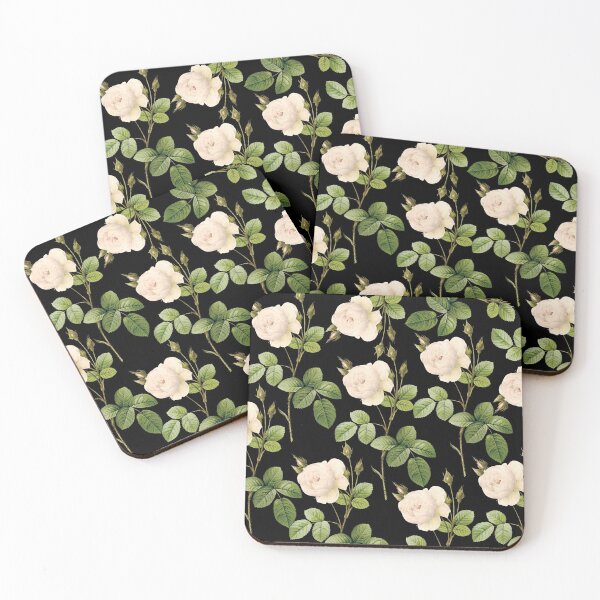Item preview, Pink roses on black background - dark floral print designed and sold by kapotka.