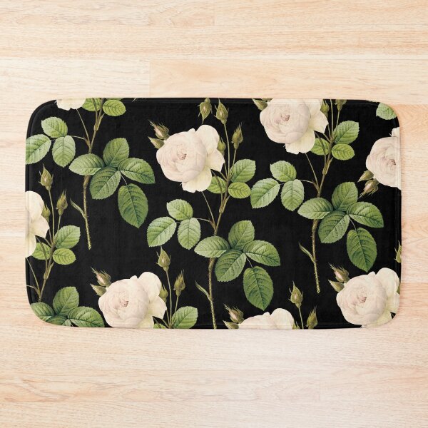 Item preview, Pink roses on black background - dark floral print designed and sold by kapotka.