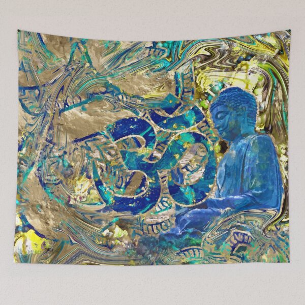 Item preview, Om symbol abstract gold and marble designed and sold by k9printart.