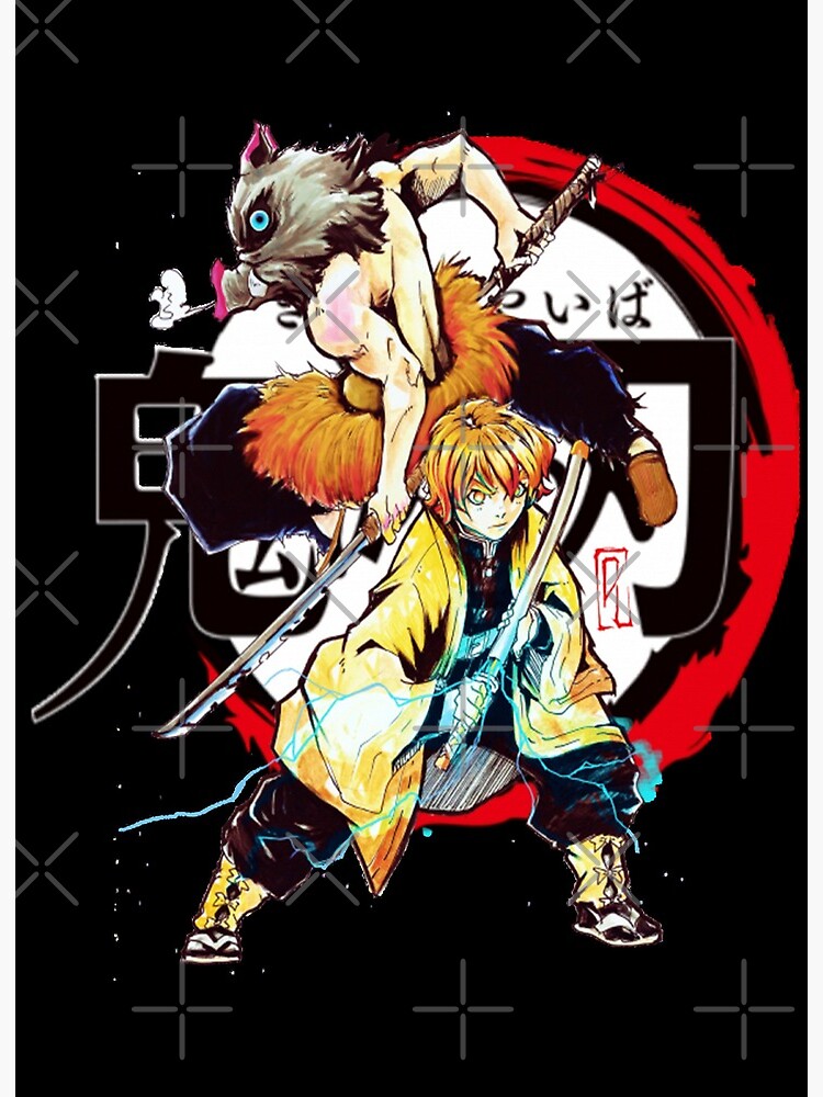 Japanese Demon Slayer Manga Character Zenitsu Inosuke Art Art Board Print By Jeanniemark19 Redbubble