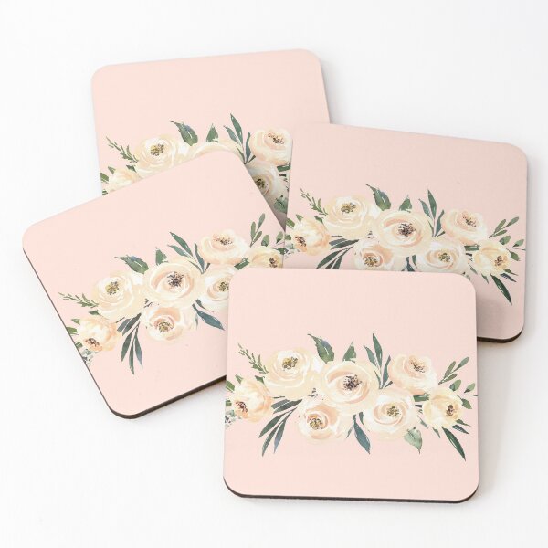 Item preview, Elegant Floral Print in Blush with Beige Roses - Kaylee designed and sold by BlushPearls.