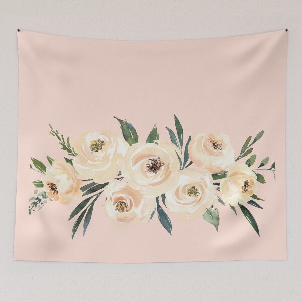 Item preview, Elegant Floral Print in Blush with Beige Roses - Kaylee designed and sold by BlushPearls.
