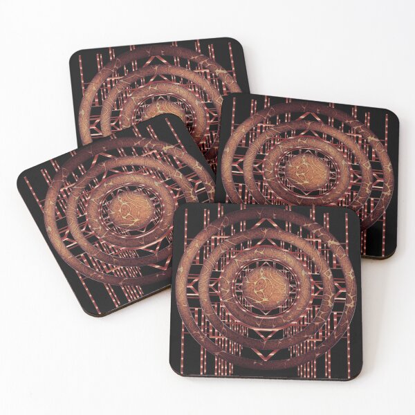 Item preview, Glamorous abstract round art deco design in copper colours on black designed and sold by Xarah.
