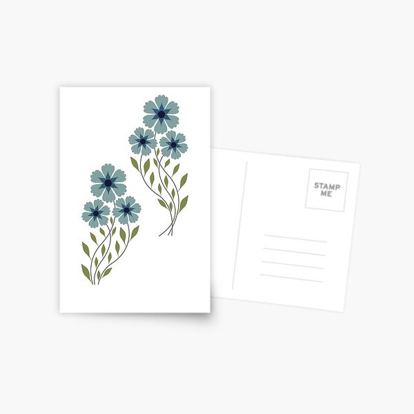 Zigzag flowers - blue Postcard