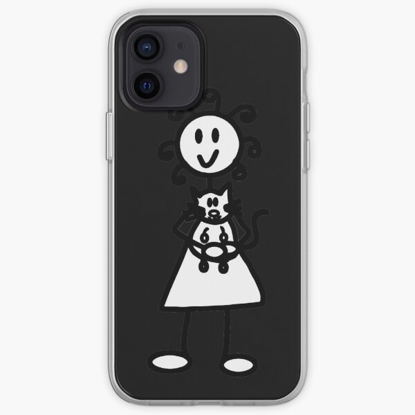 The Girl with the Curly Hair Holding Cat - Black iPhone Soft Case