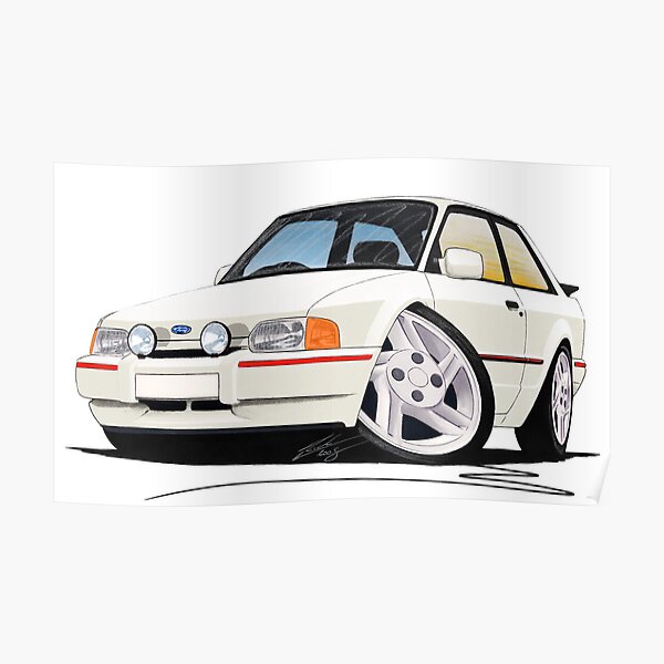 Ford Escort Xr3i White Poster By Yeomanscarart Redbubble 4671