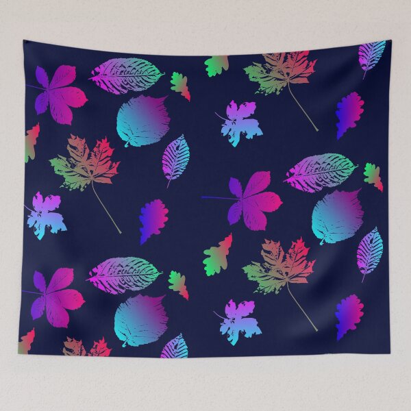 Item preview, Leaves pink purple turquoise blue designed and sold by ChrissiCreation.