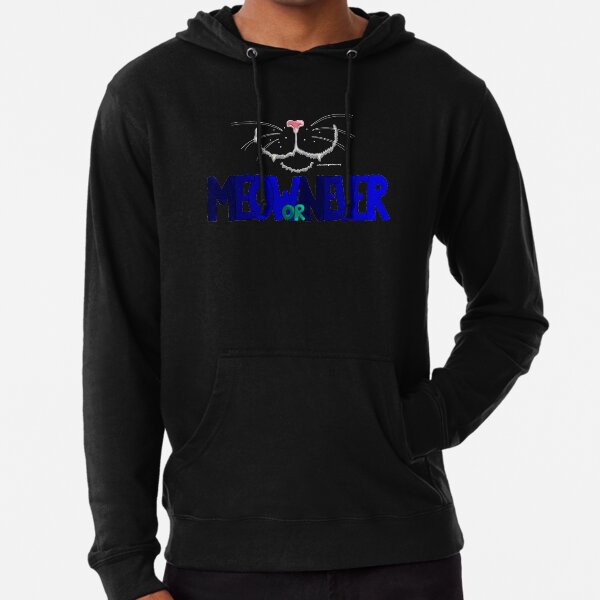 Meow or Never & Nosy Cat auf Schwarz Leichter Hoodie