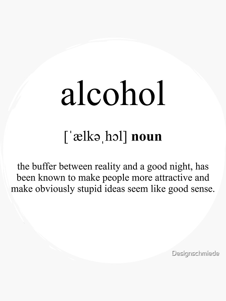 "Alcohol Definition Dictionary Collection" Sticker by Designschmiede Redbubble
