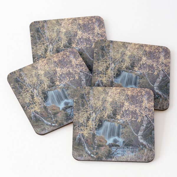 Item preview, 'Golden Birches, Autumn Waterfall', Strath Fionan, near Kinloch Rannoch. designed and sold by mucklepawprint.