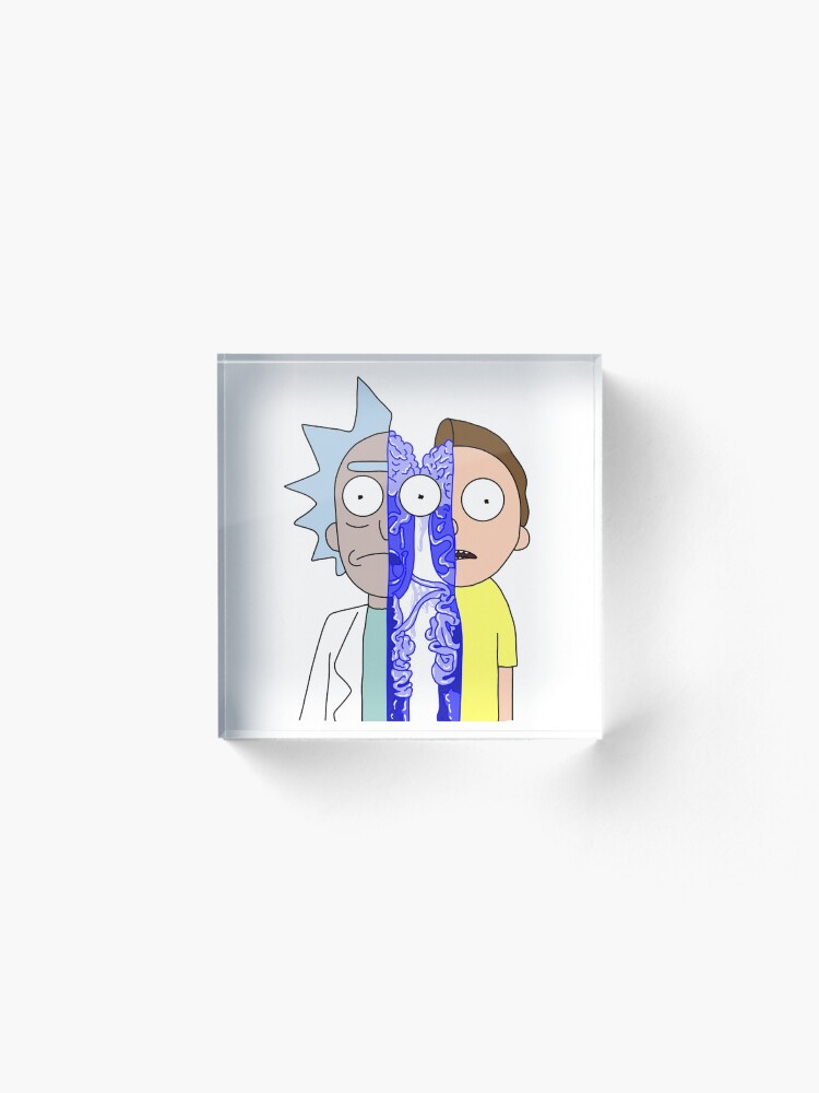 Alternate view of Rick and Morty in half Acrylic Block