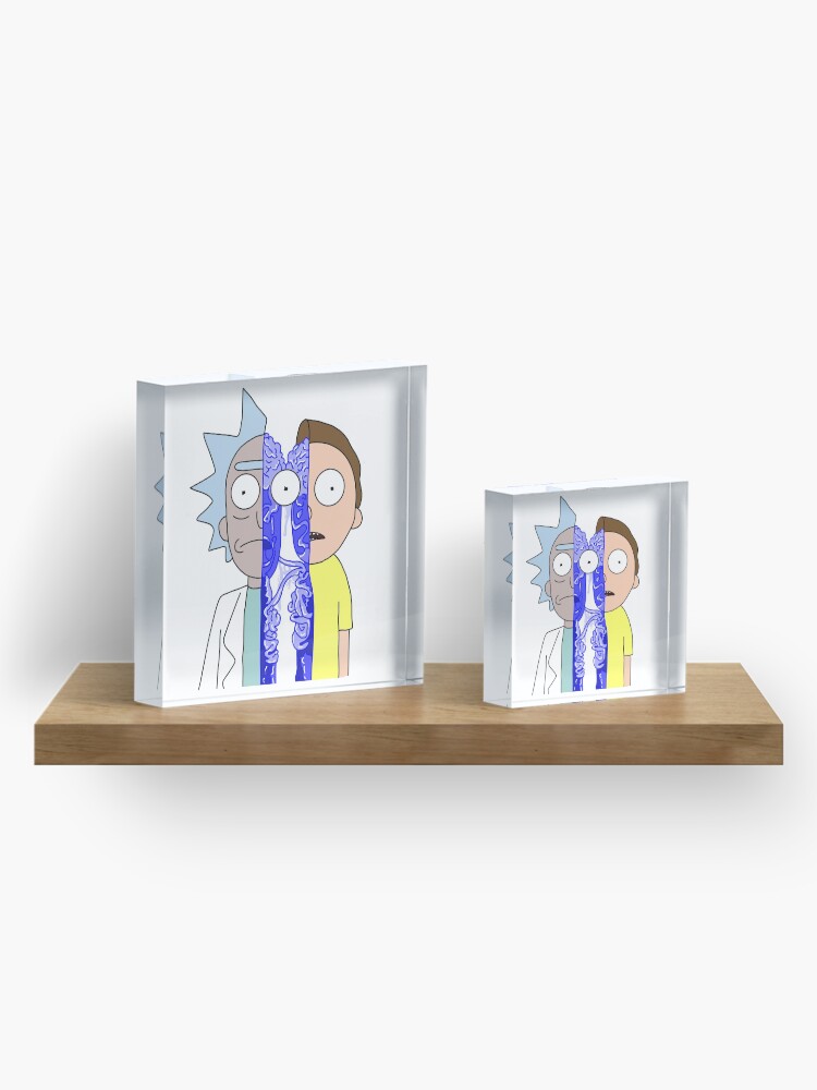 Alternate view of Rick and Morty in half Acrylic Block