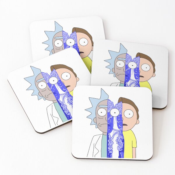 Rick and Morty in half Coasters (Set of 4)