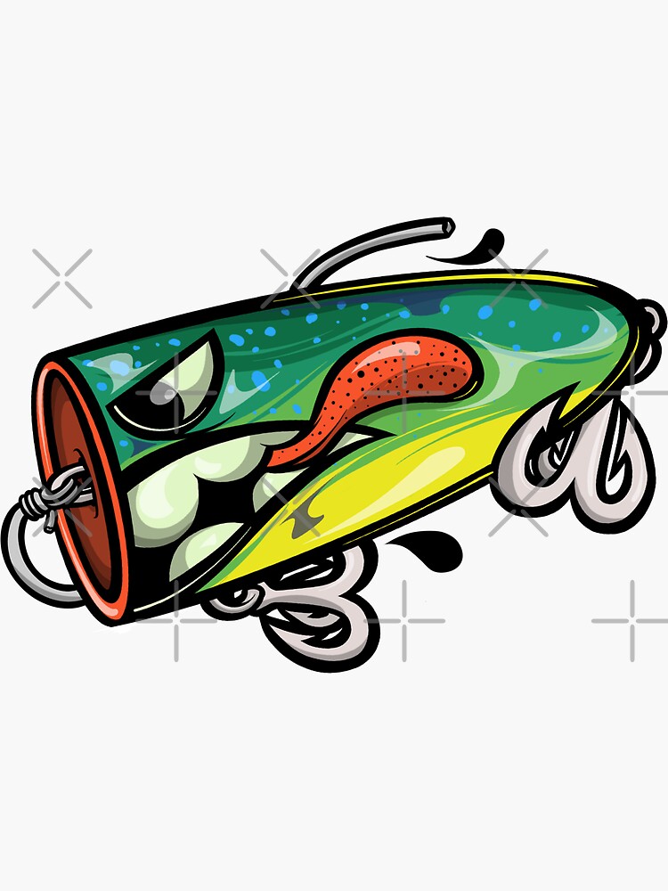 Fishing Lure Hula Popper Leapard Frog Yellow/White Skirt Sticker