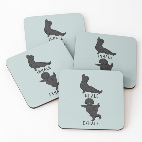 Item preview, Inhale Exhale Black Doodle Labradoodle Yoga designed and sold by thepawster.