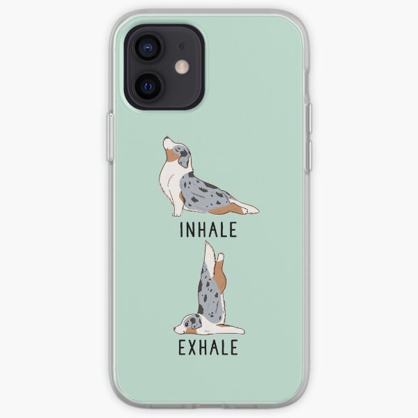 Inhale Exhale Australian Shepherd Yoga iPhone Soft Case