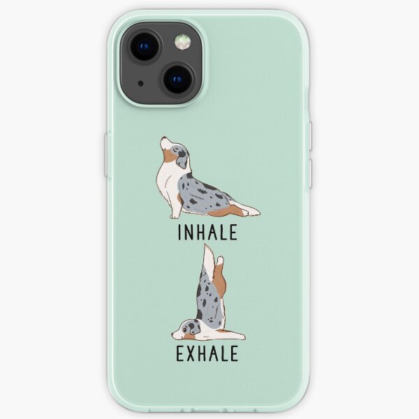 Einatmen Ausatmen Australian Shepherd Yoga iPhone Flexible Hülle