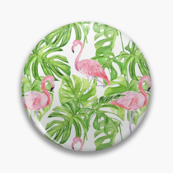 Item preview, Pink Flamingos in Green Tropical Leaves designed and sold by madtoyman.