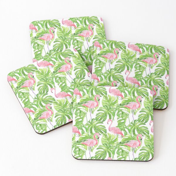 Item preview, Pink Flamingos in Green Tropical Leaves designed and sold by madtoyman.