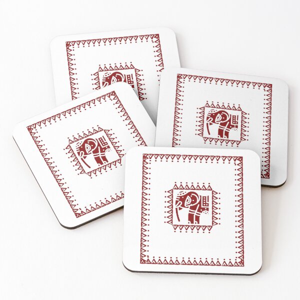 Item preview, Indian traditional art work decorated elephant in two square art border neck gator designed and sold by DukeDoctor.