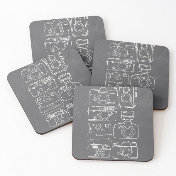 Item preview, Vintage Camera Line Art Drawings on Blackboard designed and sold by HotHibiscus.