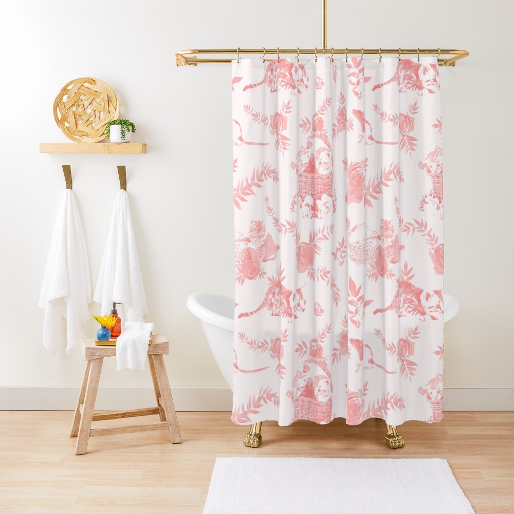 "Red Toile de Jouy" Shower Curtain for Sale by RevolutionizZed Redbubble
