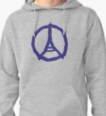 Eiffel Tower Peace Sign Hand Painted Pullover Hoodie