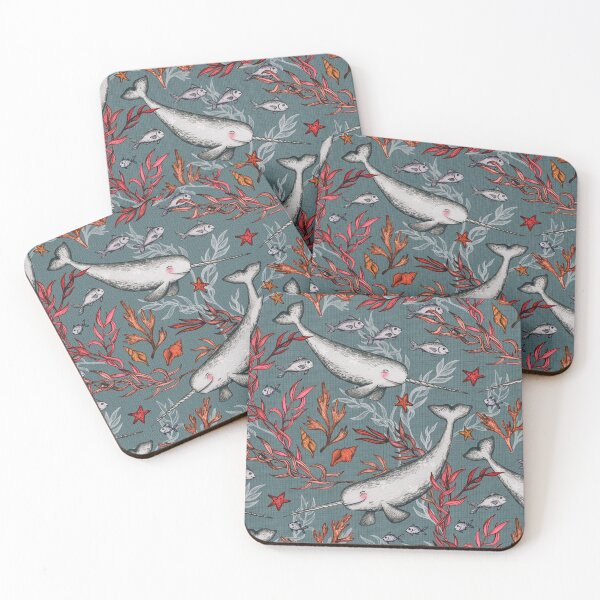 Item preview, Narwhal Toile - grey designed and sold by micklyn.
