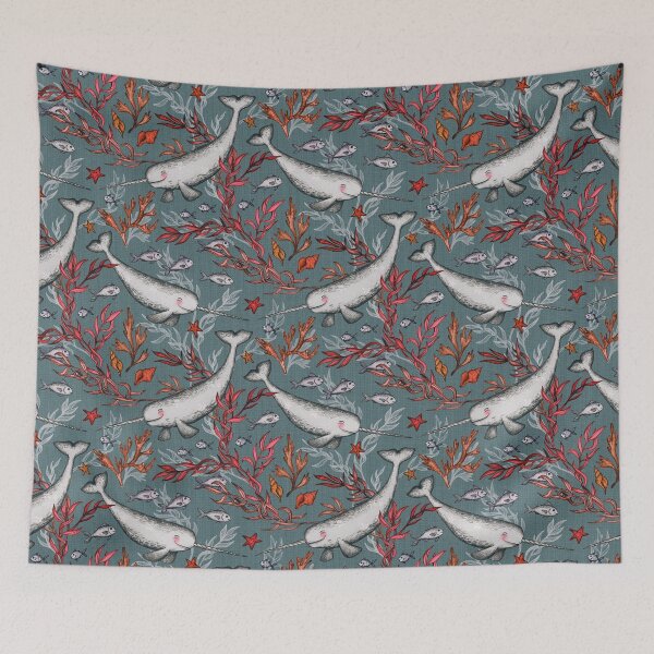 Item preview, Narwhal Toile - grey designed and sold by micklyn.