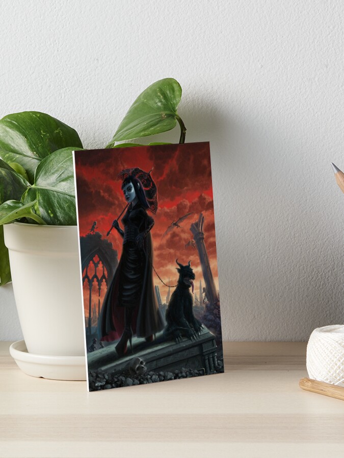 Lady gothic vampire with pet during apocalypse Art Board Print for Sale by  martyee