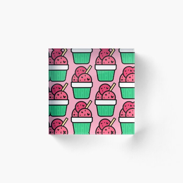 Watermelon Ice Cream Acrylic Block