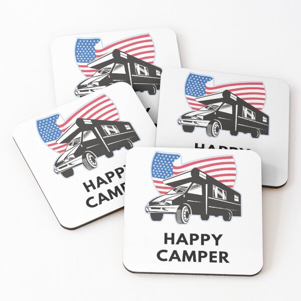 Item preview, Happy Camper American RV Owner,  , special gift for Campers or Van lifers, Modern Nomads, Van Lovers, Mountaineers Sticker designed and sold by popotamfriends.