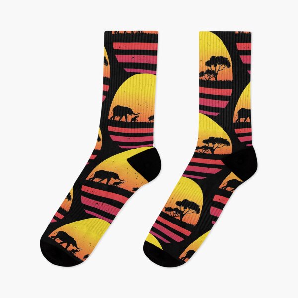 Item preview, Vintage Elephant Retro Sunset Colors Silhouette Gift designed and sold by haselshirt.