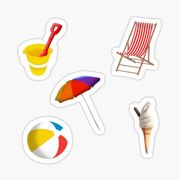 Aperçu de l'œuvre Ensemble d'autocollants À la plage créée et vendue par kmg-design.