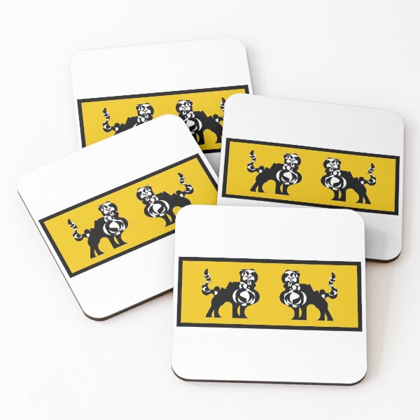 Item preview, Feline duet (Yellow background) V4 - Two black and white felines that are facing each other. designed and sold by BDLVandFriends.