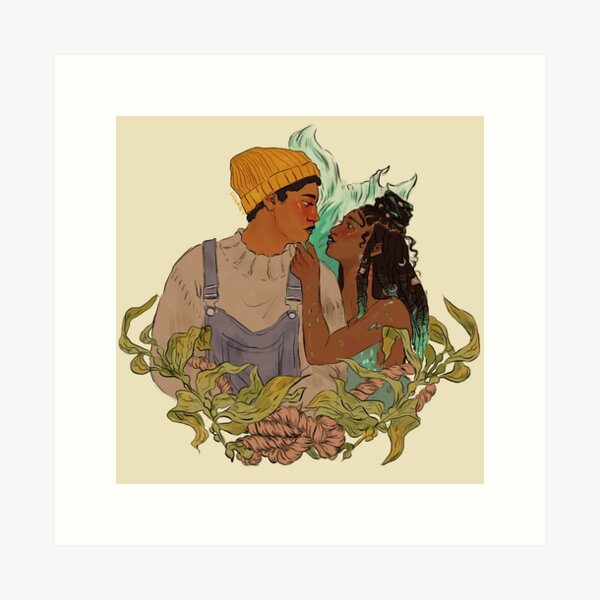 the mermaid and the lighthouse keeper Art Print