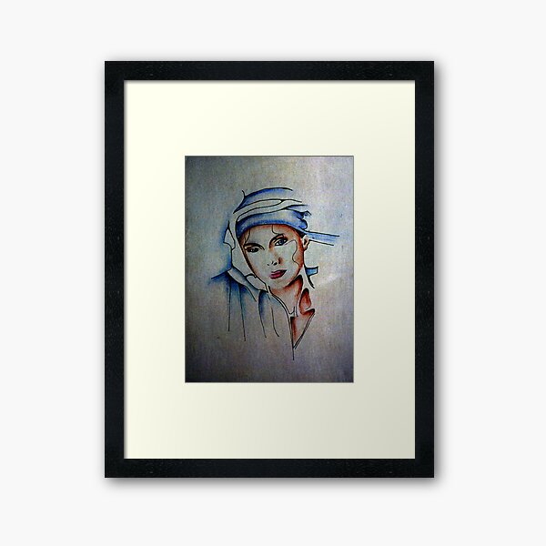 Blue Turban - Drawing by Avril Thomas Framed Art Print