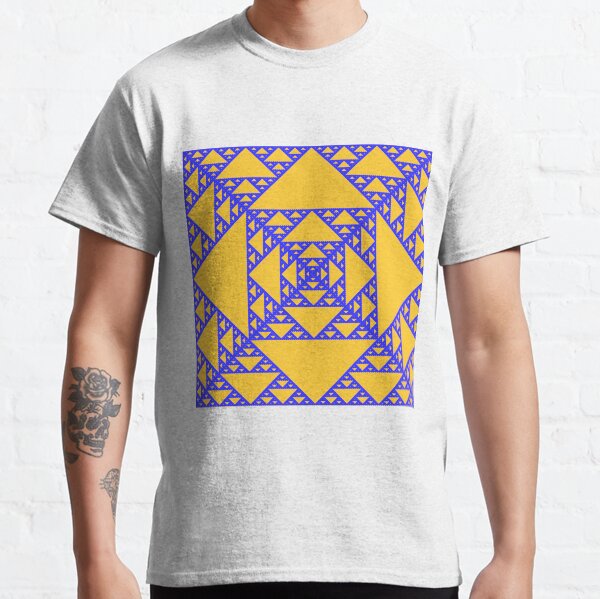 Pascal's triangle mod 2, blue on gold Classic T-Shirt