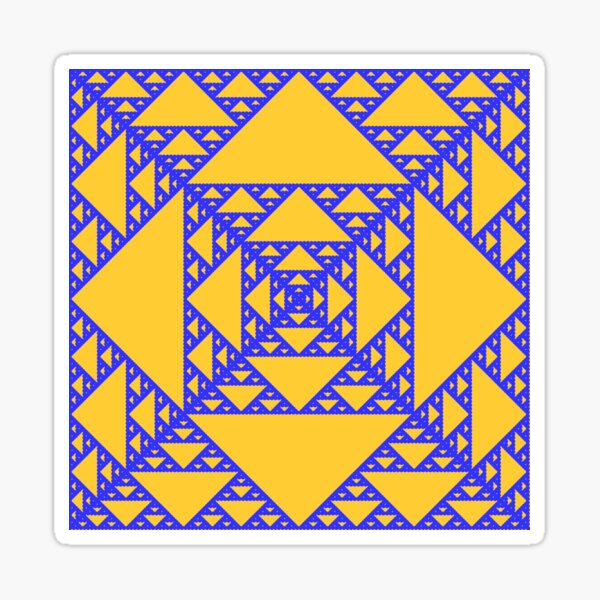 Pascal's triangle mod 2, blue on gold Sticker