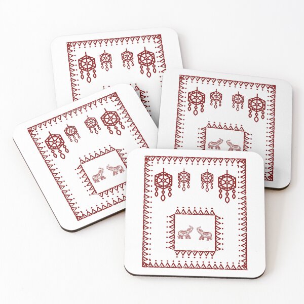 Item preview, Ancient Indian traditional art work two elephant in celebration theme in square border art neck gator vintage designed and sold by DukeDoctor.