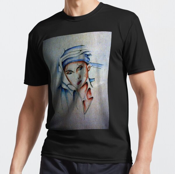 Blue Turban - Drawing by Avril Thomas Active T-Shirt