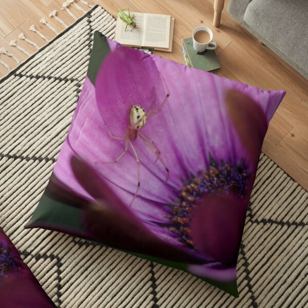 Spider in a flower Floor Pillow