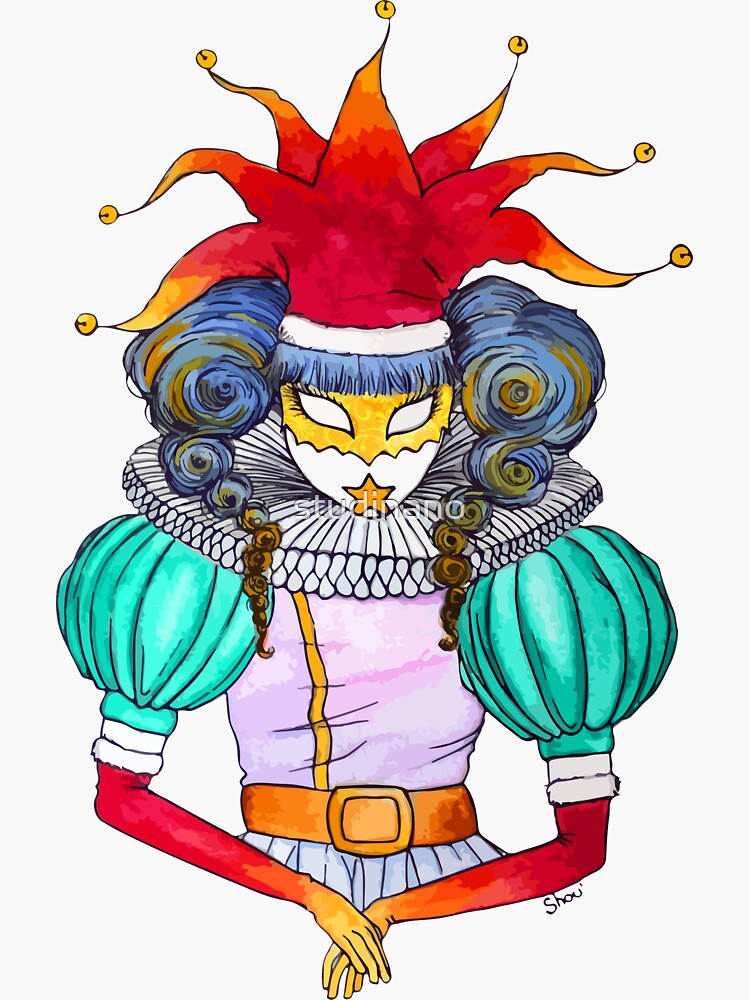 Thumbnail 3 of 3, Sticker, Christmas in Venice : Court Jester designed and sold by studinano.